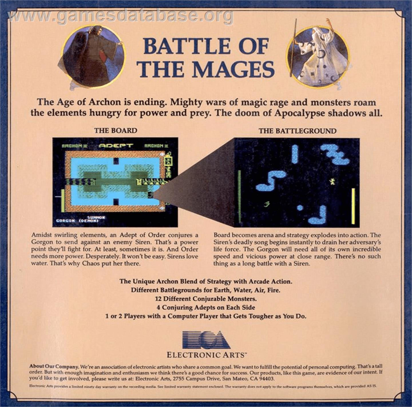 Archon 2: Adept - Apple II - Artwork - Box Back