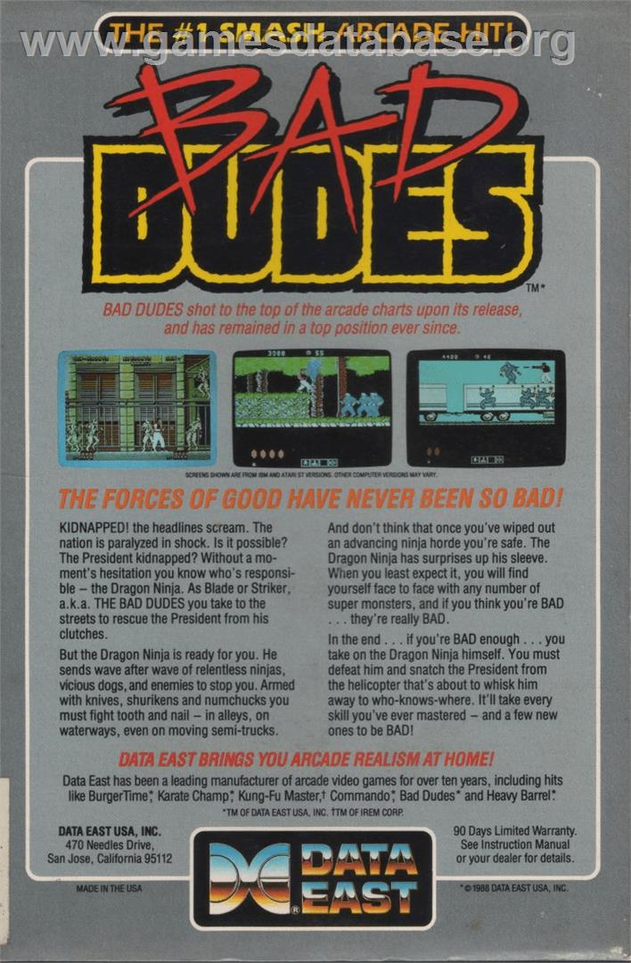 Bad Dudes - Apple II - Artwork - Box Back