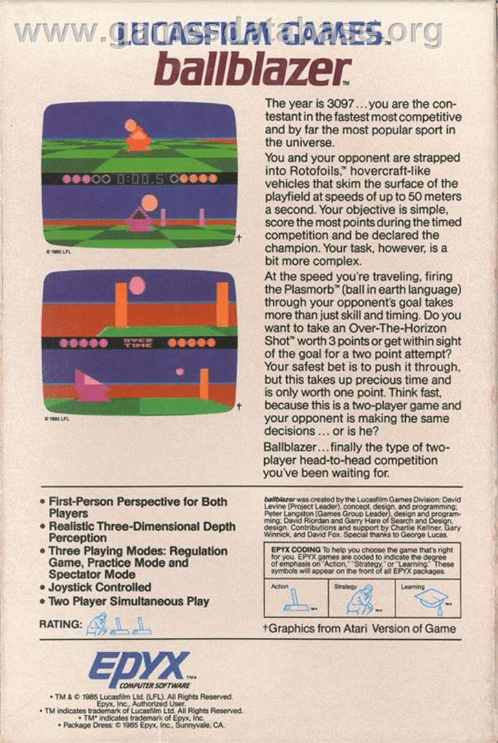 Ballblazer - Apple II - Artwork - Box Back