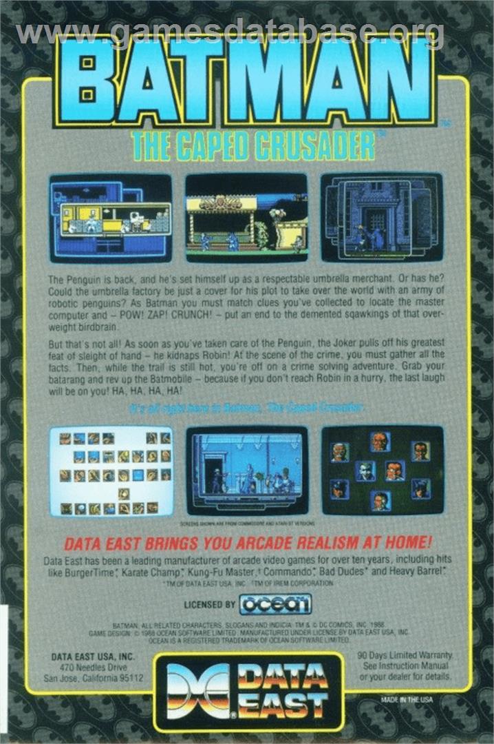 Batman: The Caped Crusader - Apple II - Artwork - Box Back