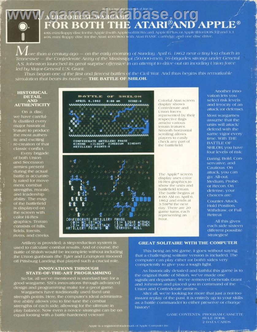 Battle of Shiloh - Apple II - Artwork - Box Back