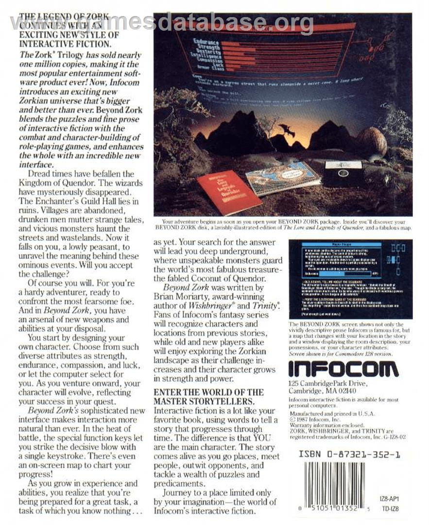 Beyond Zork: The Coconut of Quendor - Apple II - Artwork - Box Back
