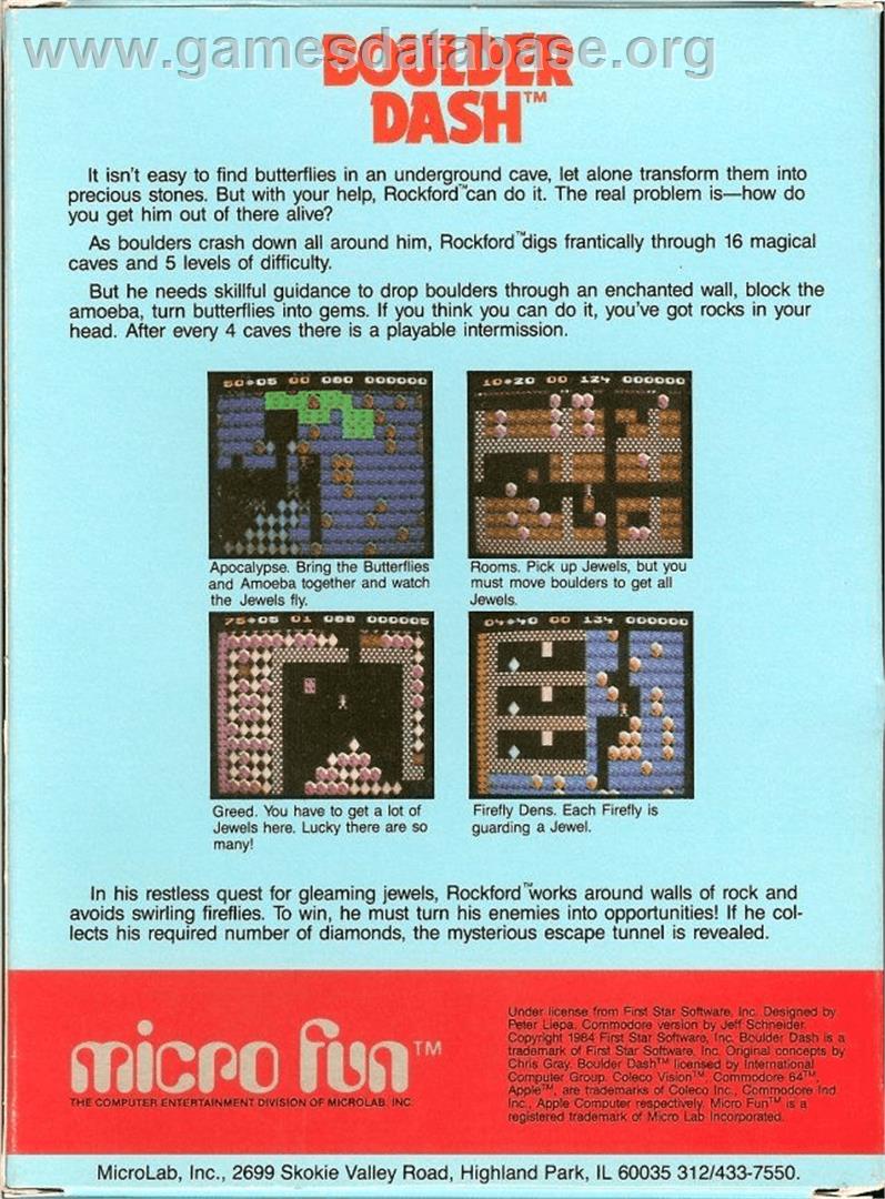 Boulder Dash - Apple II - Artwork - Box Back
