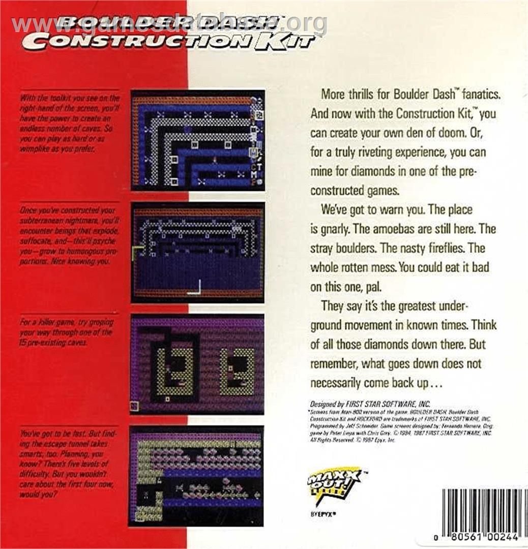 Boulder Dash Construction Kit - Apple II - Artwork - Box Back