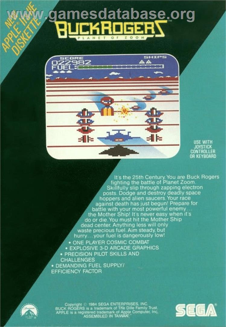 Buck Rogers: Planet of Zoom - Apple II - Artwork - Box Back