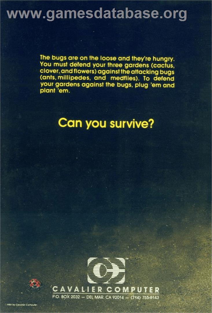 Bug Attack - Apple II - Artwork - Box Back