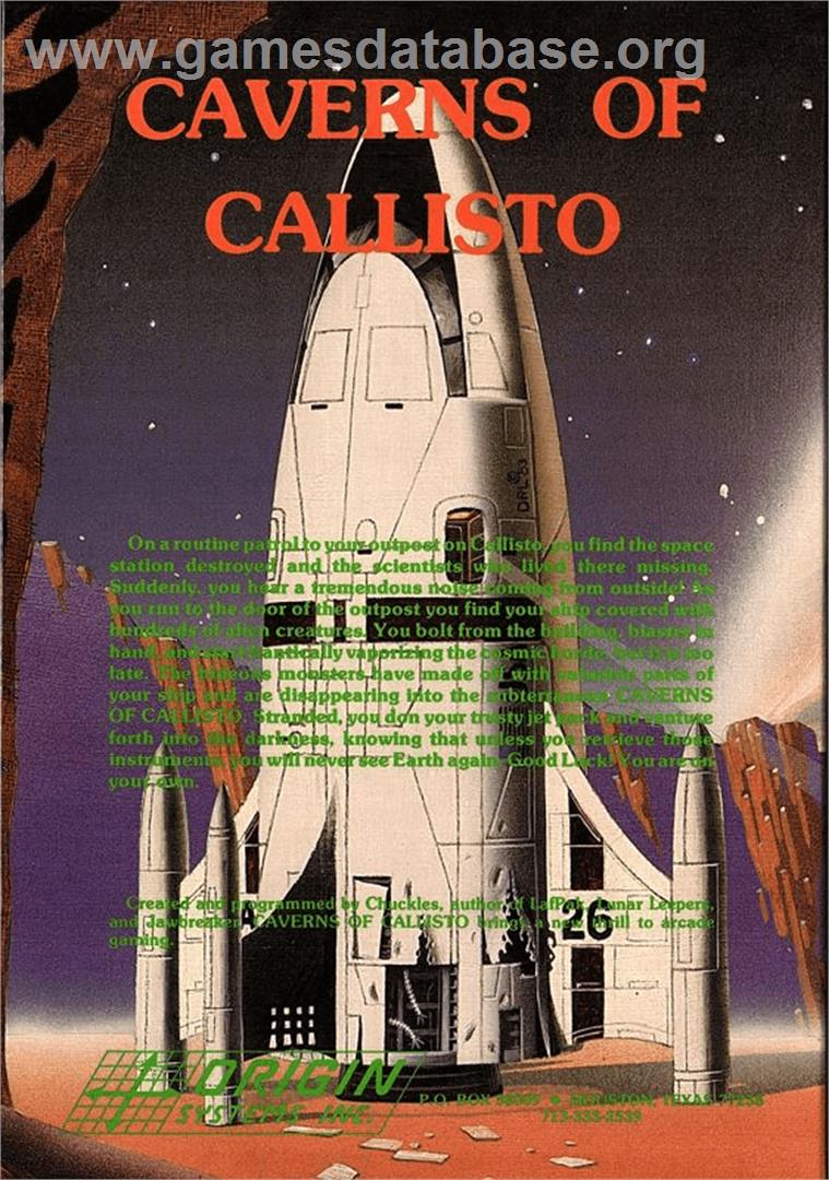 Caverns of Callisto - Apple II - Artwork - Box Back