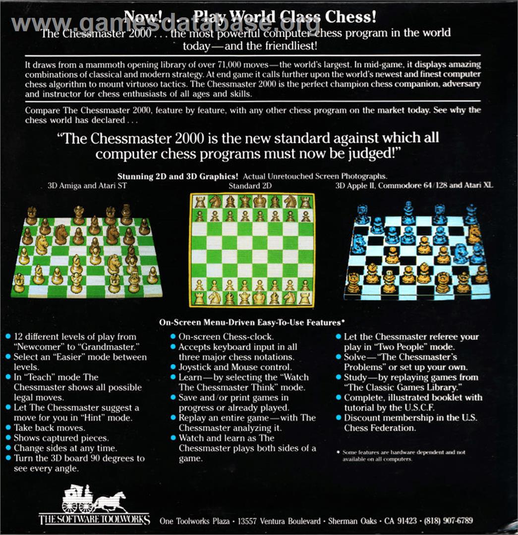 Chessmaster 2000 - Apple II - Artwork - Box Back