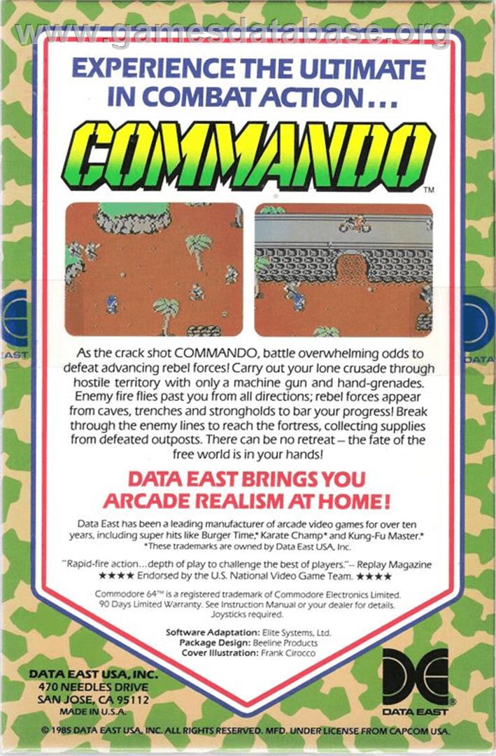 Commando - Apple II - Artwork - Box Back