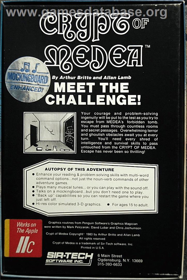 Crypt of Medea - Apple II - Artwork - Box Back