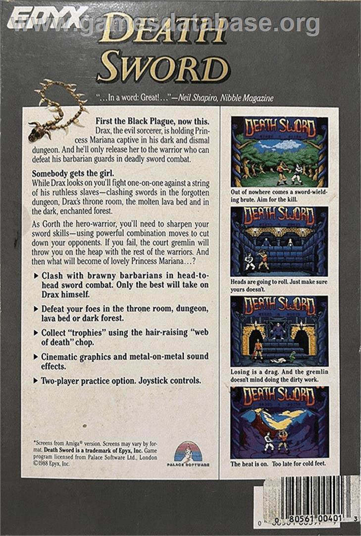 Death Sword - Apple II - Artwork - Box Back
