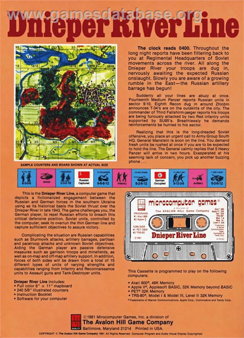 Dnieper River Line - Apple II - Artwork - Box Back