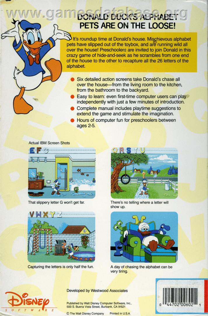 Donald's Alphabet Chase - Apple II - Artwork - Box Back