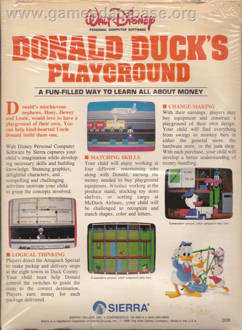 Donald Duck's Playground - Apple II - Artwork - Box Back