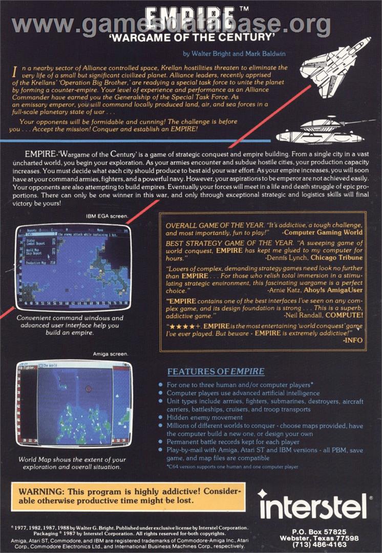 Empire: Wargame of the Century - Apple II - Artwork - Box Back