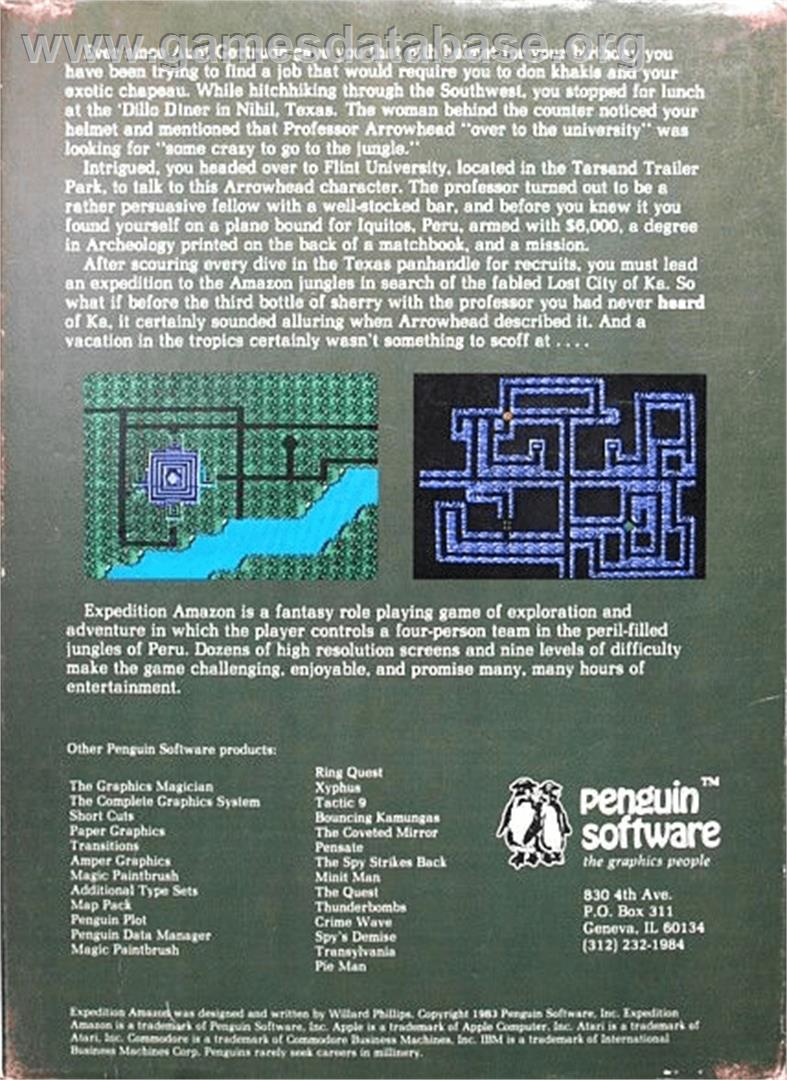 Expedition Amazon - Apple II - Artwork - Box Back