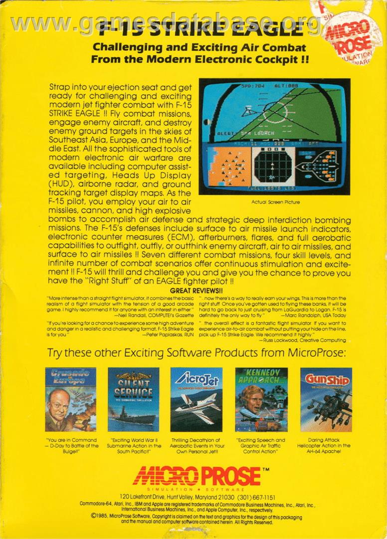 F-15 Strike Eagle - Apple II - Artwork - Box Back