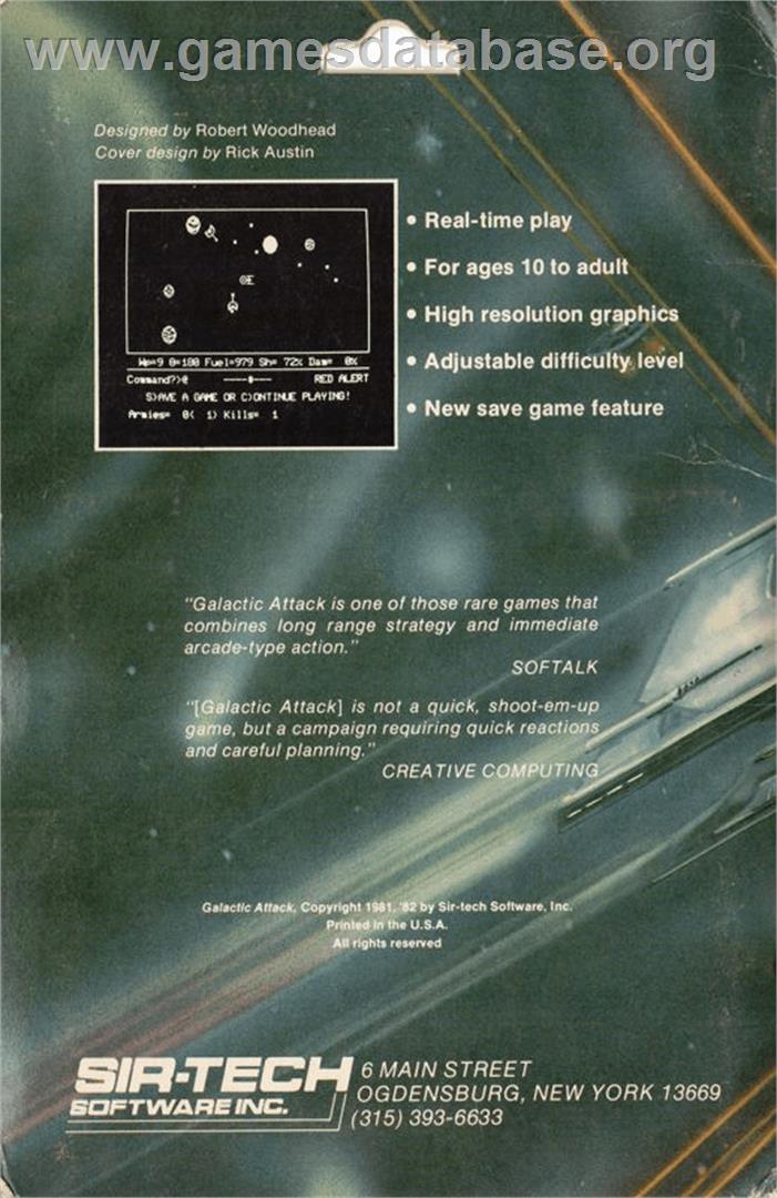Galactic Attack - Apple II - Artwork - Box Back