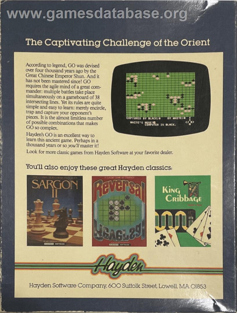 Go - Apple II - Artwork - Box Back