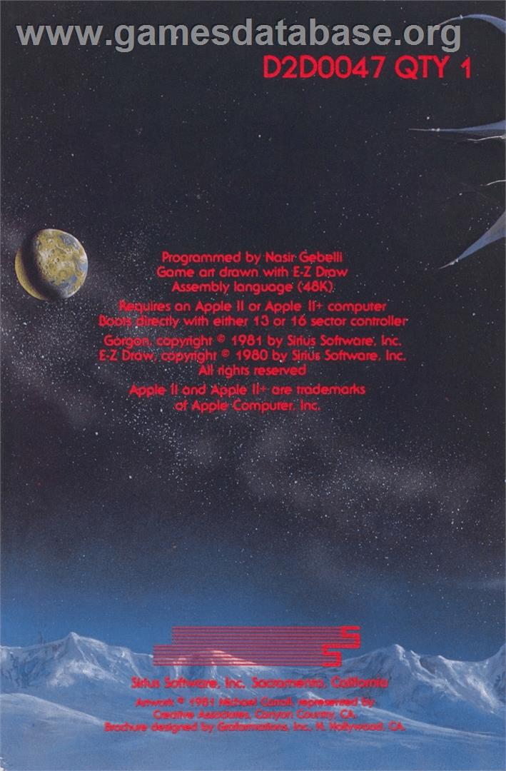 Gorgon - Apple II - Artwork - Box Back