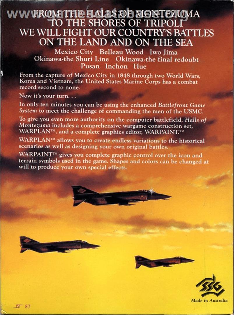 Halls of Montezuma: A Battle History of the United States Marine Corps - Apple II - Artwork - Box Back