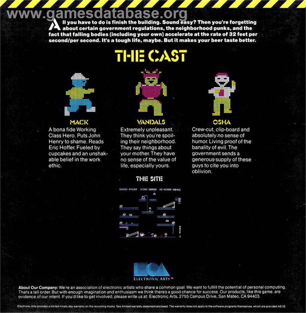 Hard Hat Mack - Apple II - Artwork - Box Back