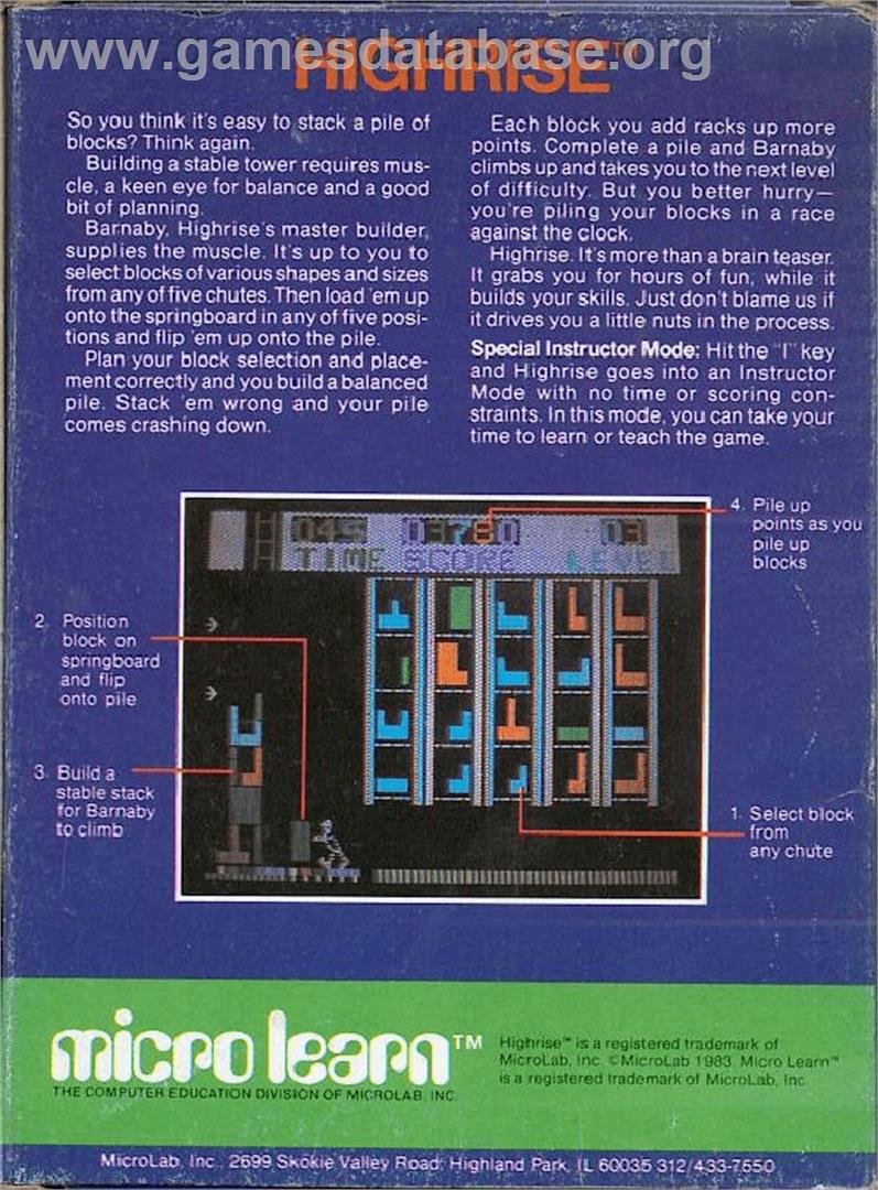 High Rise - Apple II - Artwork - Box Back