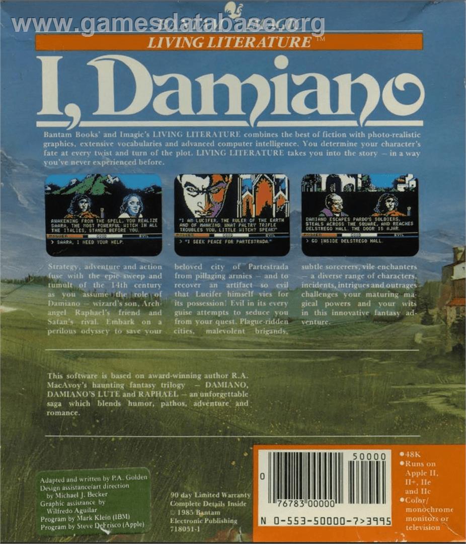 I, Damiano: The Wizard of Partestrada - Apple II - Artwork - Box Back