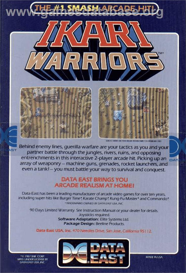 Ikari Warriors - Apple II - Artwork - Box Back