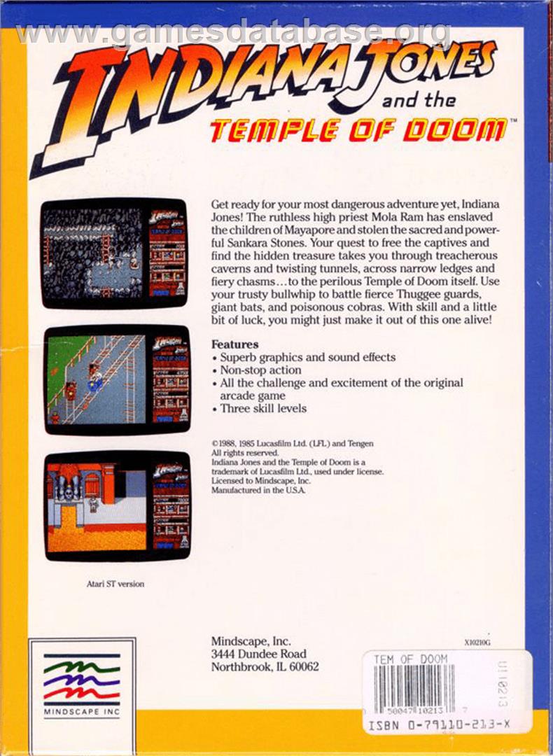Indiana Jones and the Temple of Doom - Apple II - Artwork - Box Back