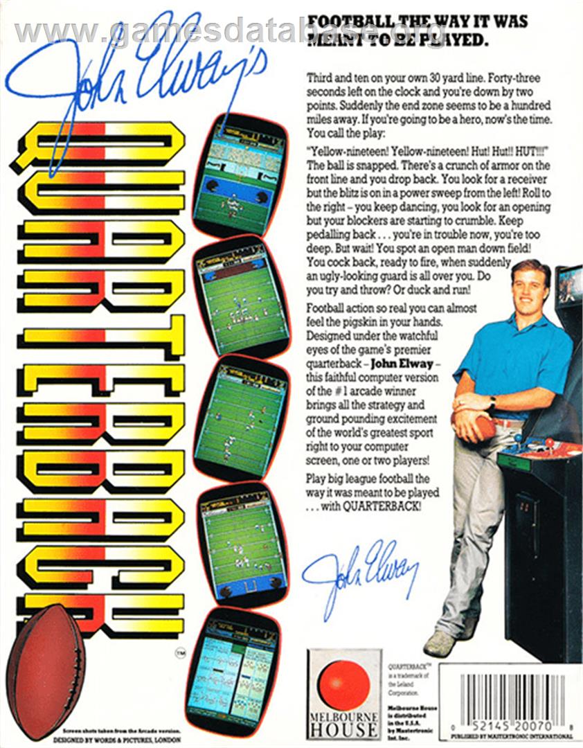 John Elway's Quarterback - Apple II - Artwork - Box Back