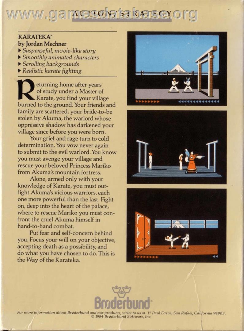 Karateka - Apple II - Artwork - Box Back