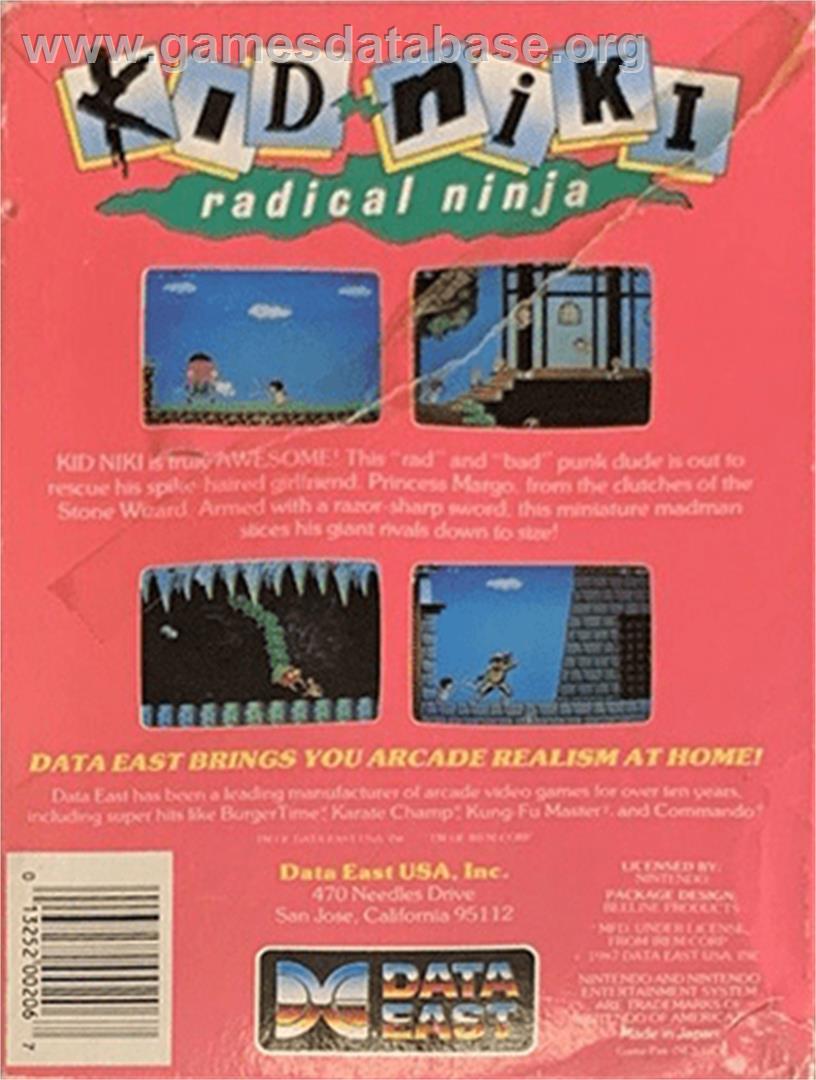 Kid Niki - Radical Ninja - Apple II - Artwork - Box Back