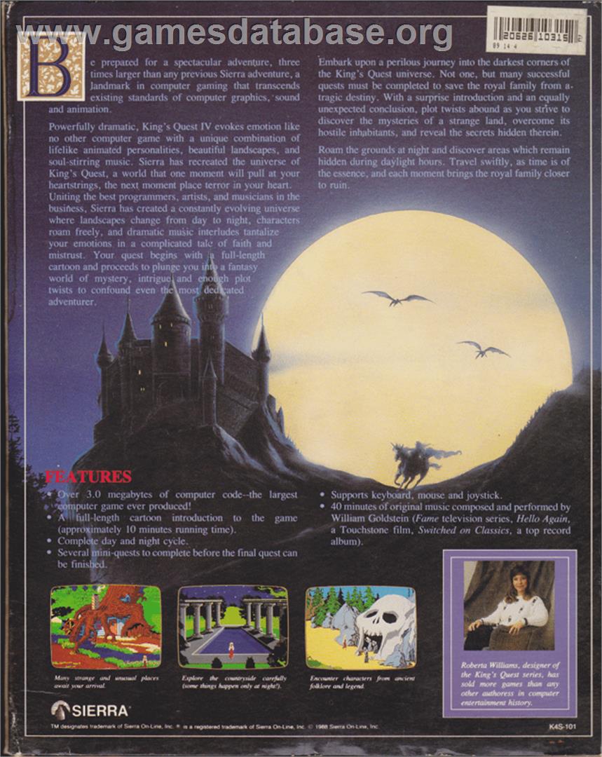 King's Quest IV: The Perils of Rosella - Apple II - Artwork - Box Back