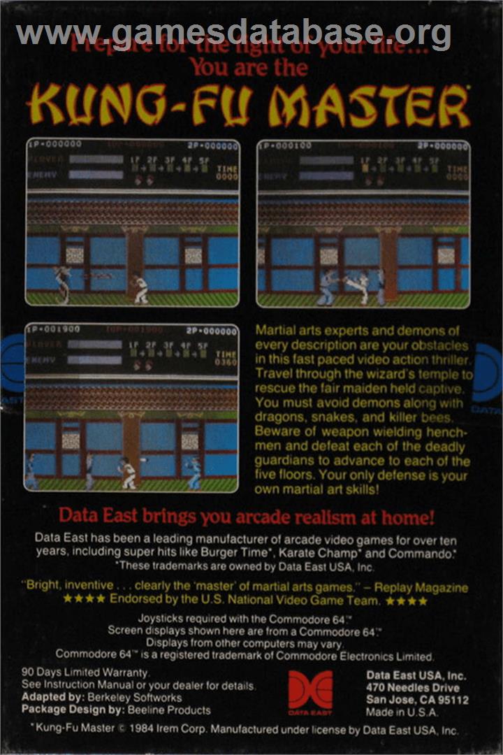 Kung-Fu Master - Apple II - Artwork - Box Back