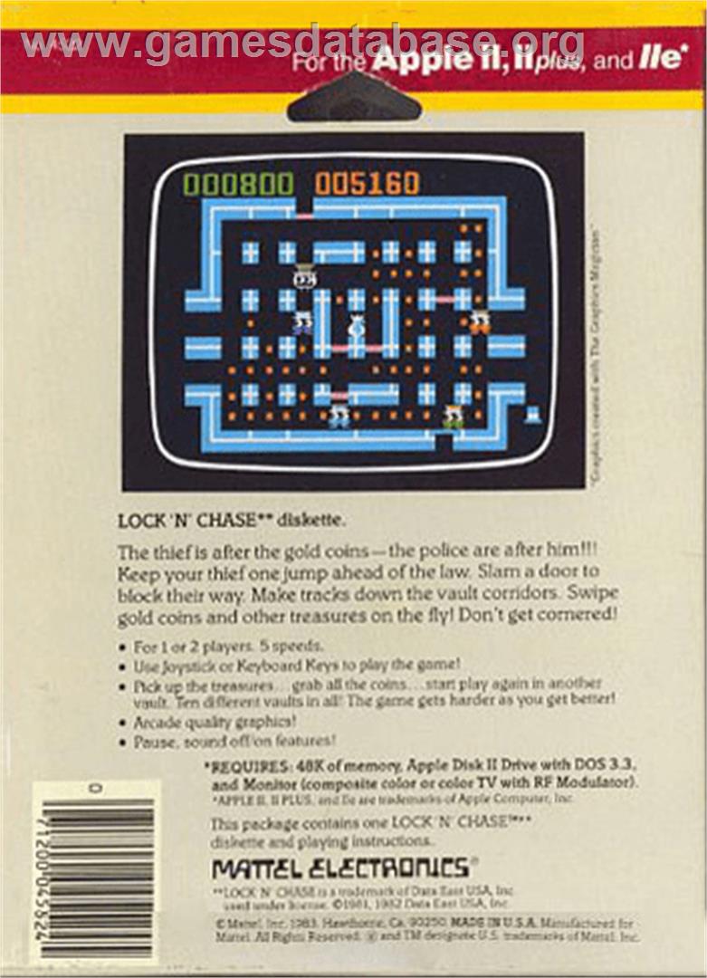 Lock 'n' Chase - Apple II - Artwork - Box Back