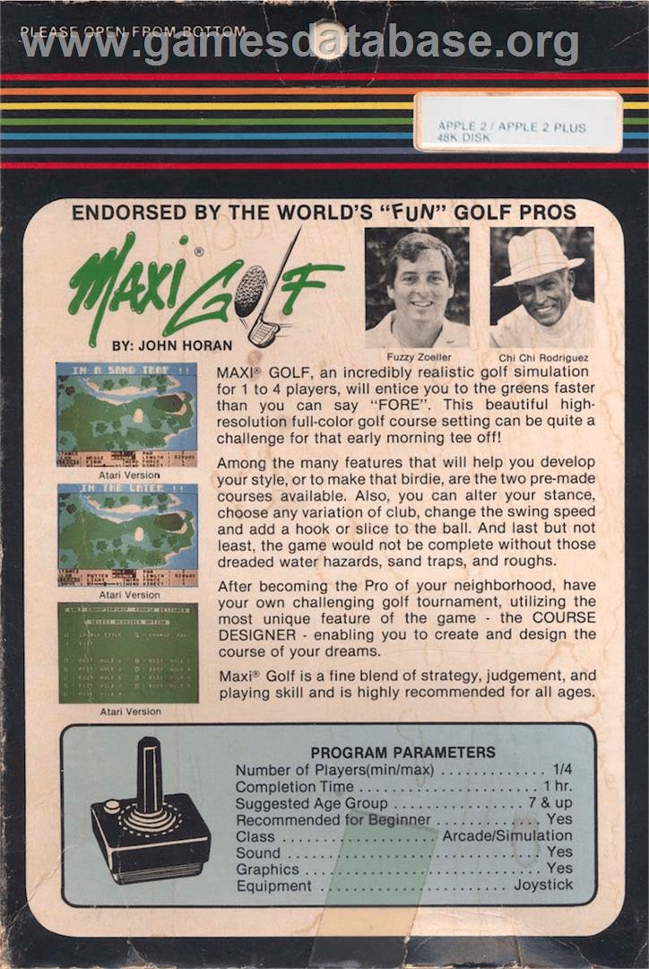 Maxi Golf - Apple II - Artwork - Box Back