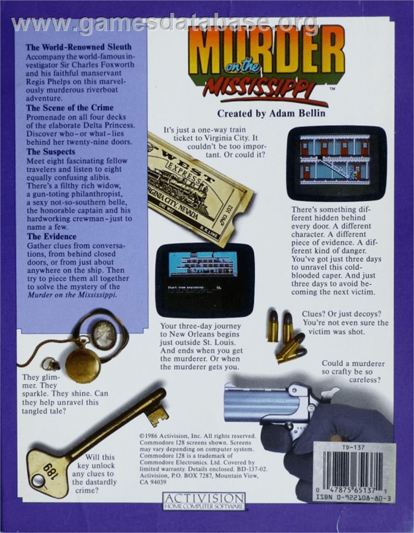 Murder on the Mississippi - Apple II - Artwork - Box Back