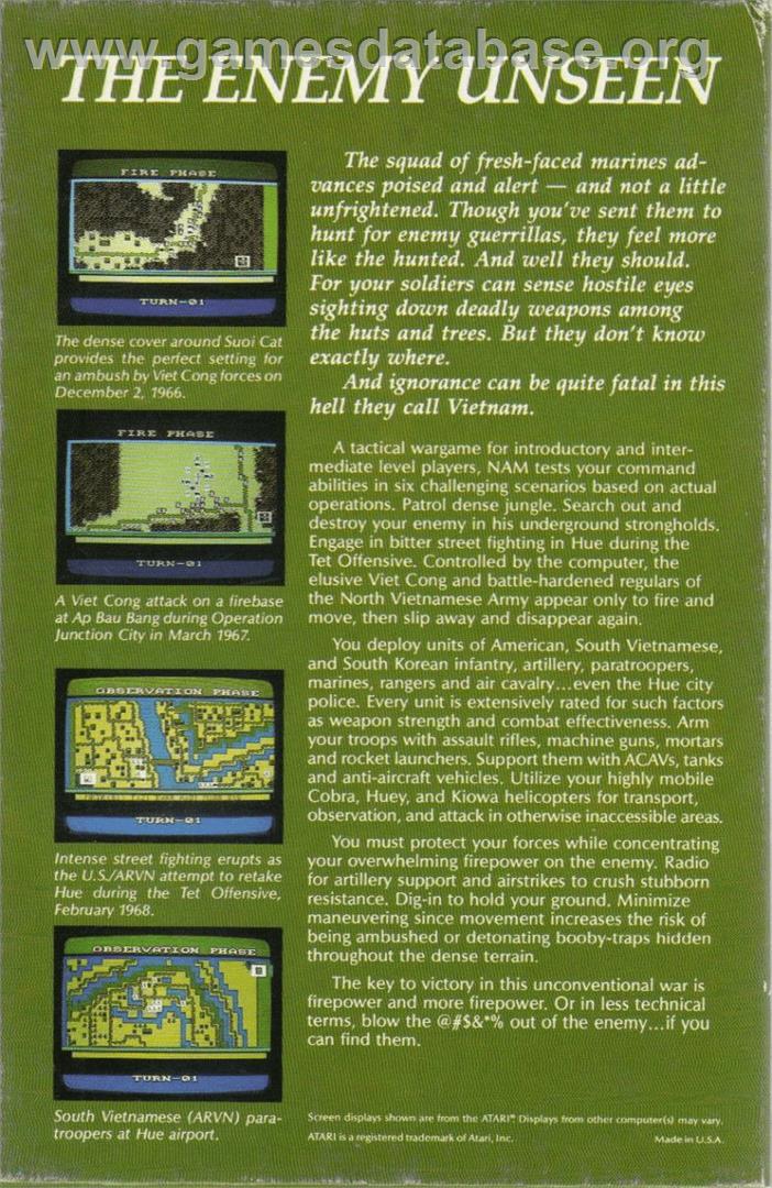 Nam - Apple II - Artwork - Box Back