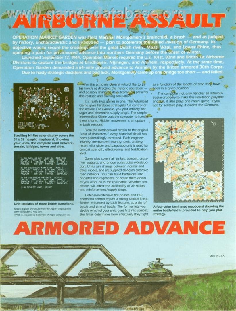 Operation Market Garden: Drive on Arnhem, September 1944 - Apple II - Artwork - Box Back