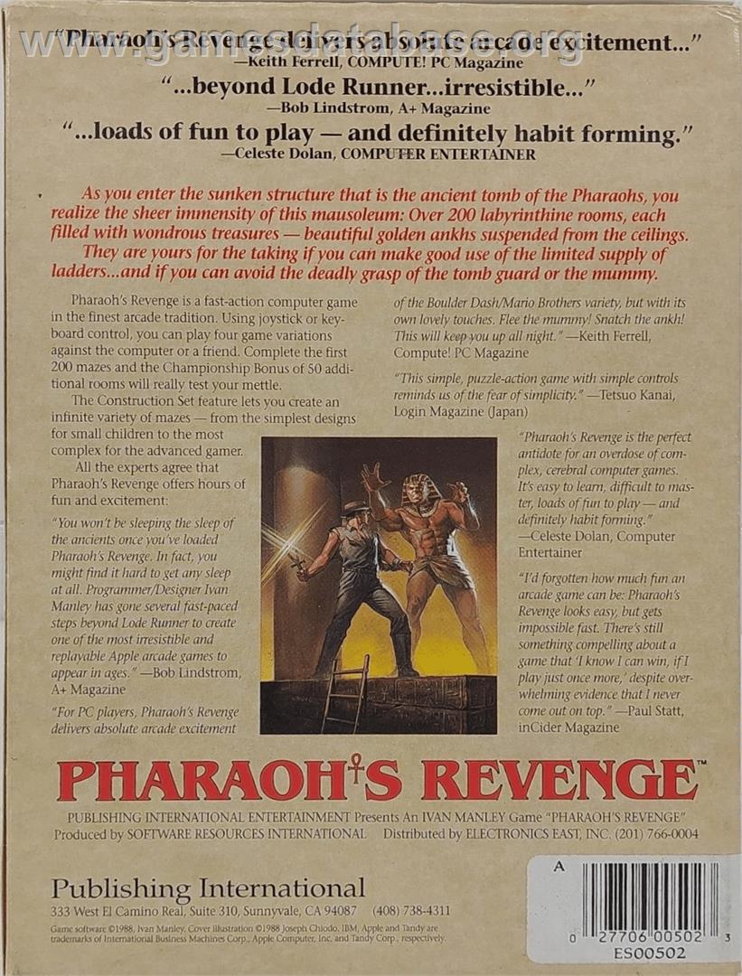Pharaoh's Revenge - Apple II - Artwork - Box Back