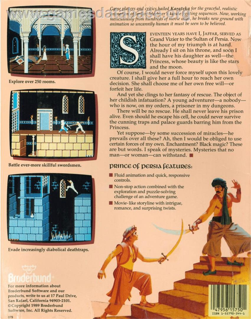 Prince Of Persia - Apple II - Artwork - Box Back