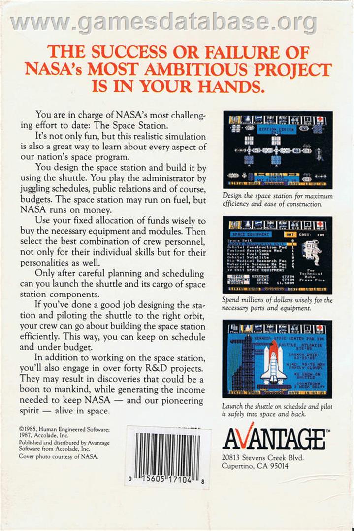 Project: Space Station - Apple II - Artwork - Box Back