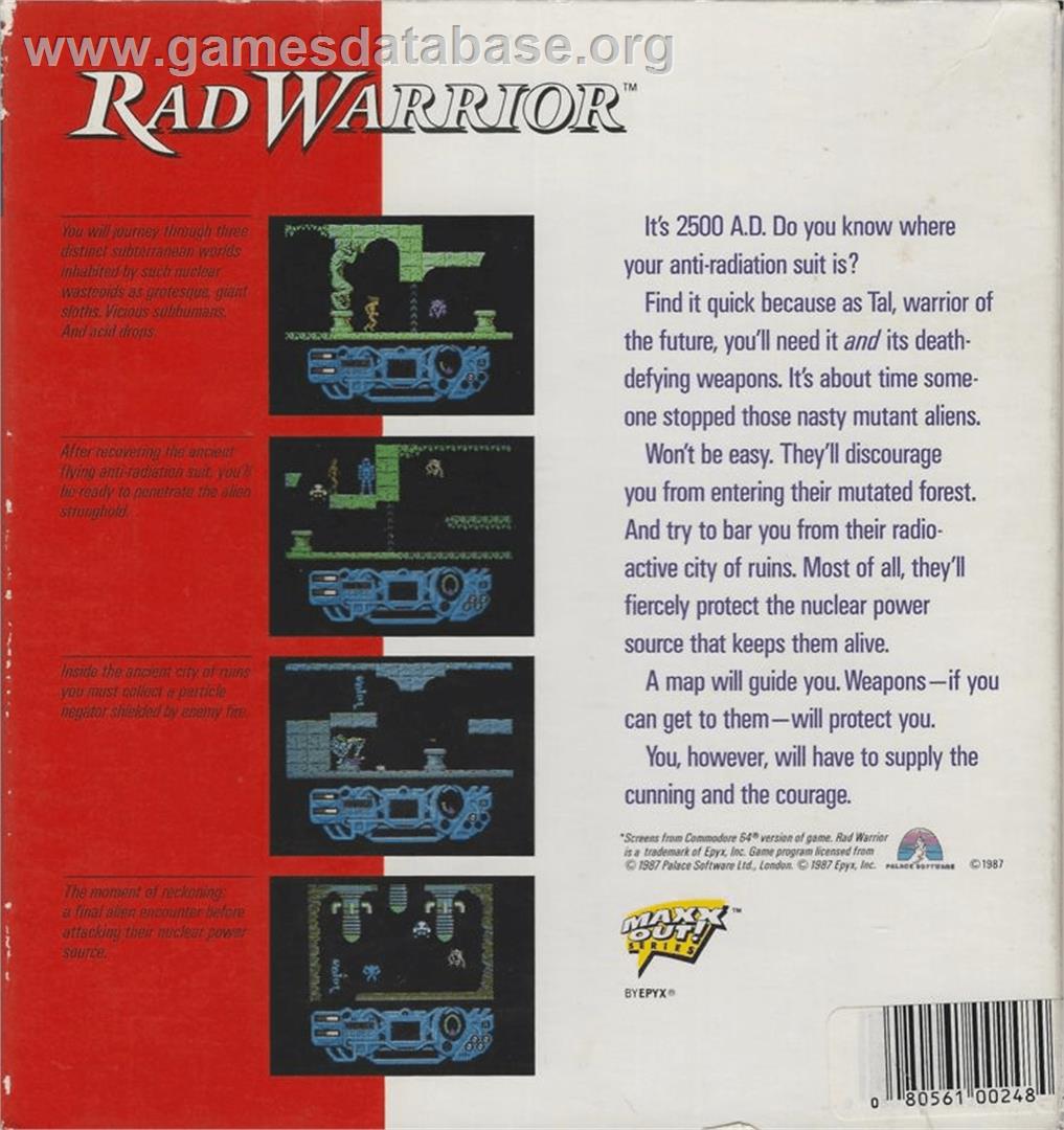 Rad Warrior - Apple II - Artwork - Box Back