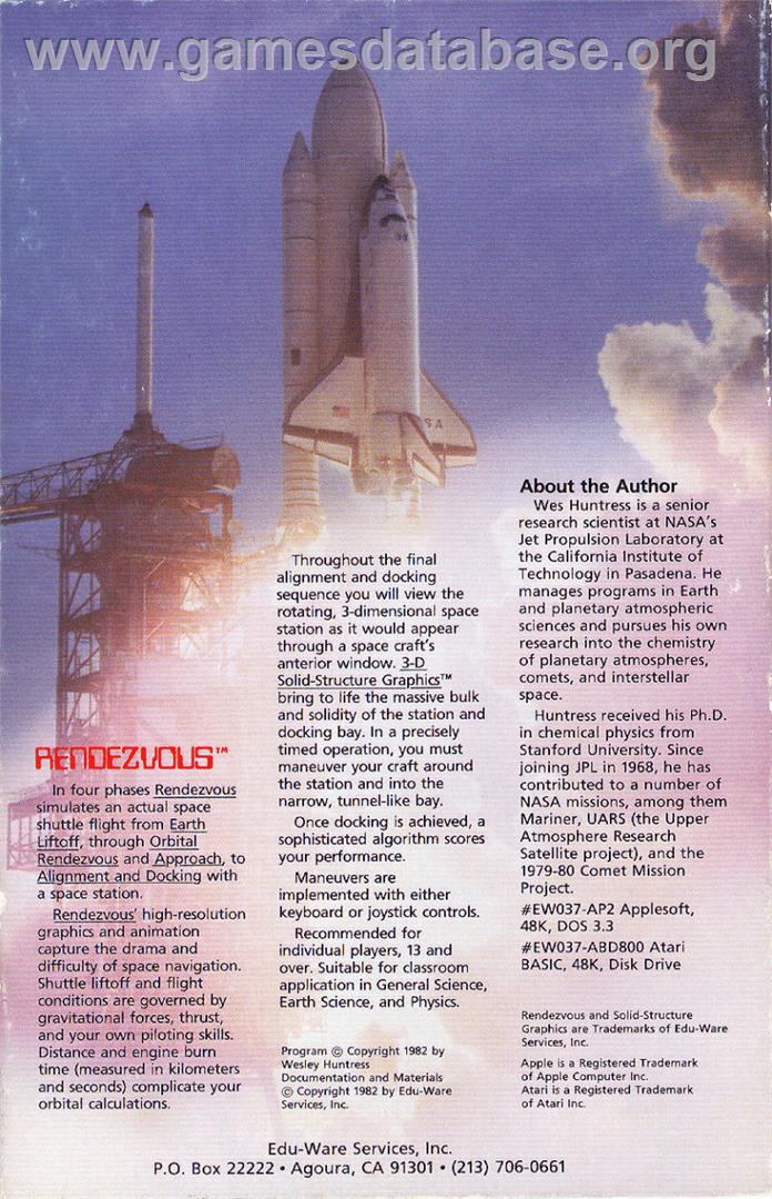 Rendezvous - Apple II - Artwork - Box Back