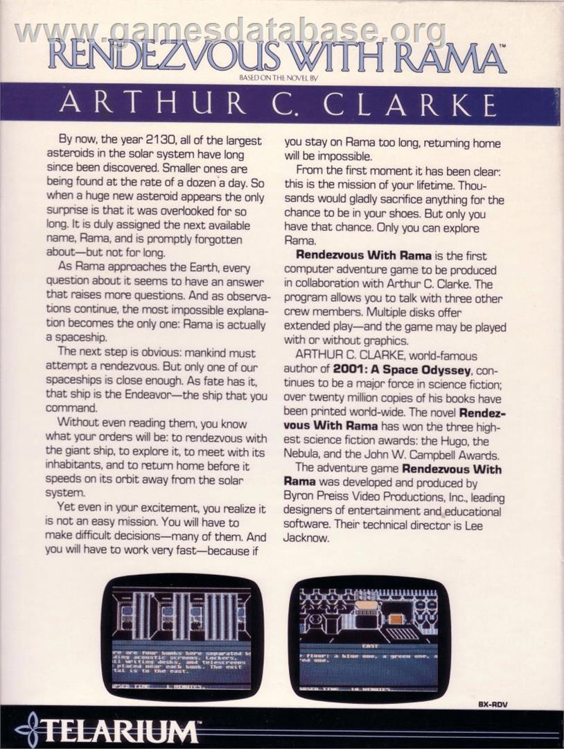 Rendezvous with Rama - Apple II - Artwork - Box Back