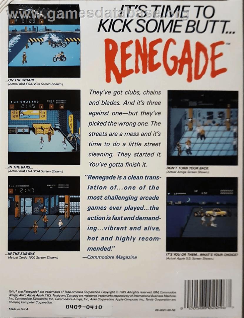 Renegade - Apple II - Artwork - Box Back