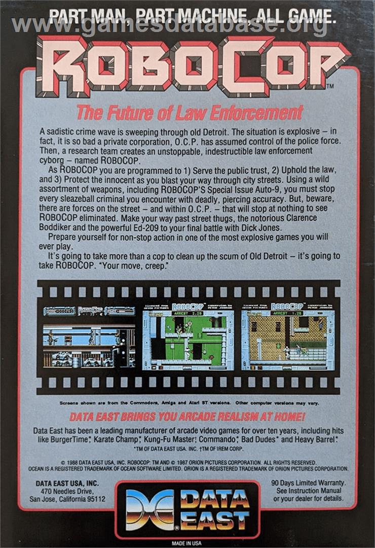 Robocop - Apple II - Artwork - Box Back