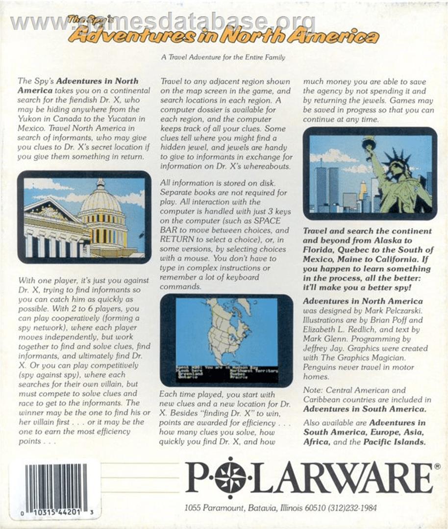 Spy's Adventures in North America - Apple II - Artwork - Box Back