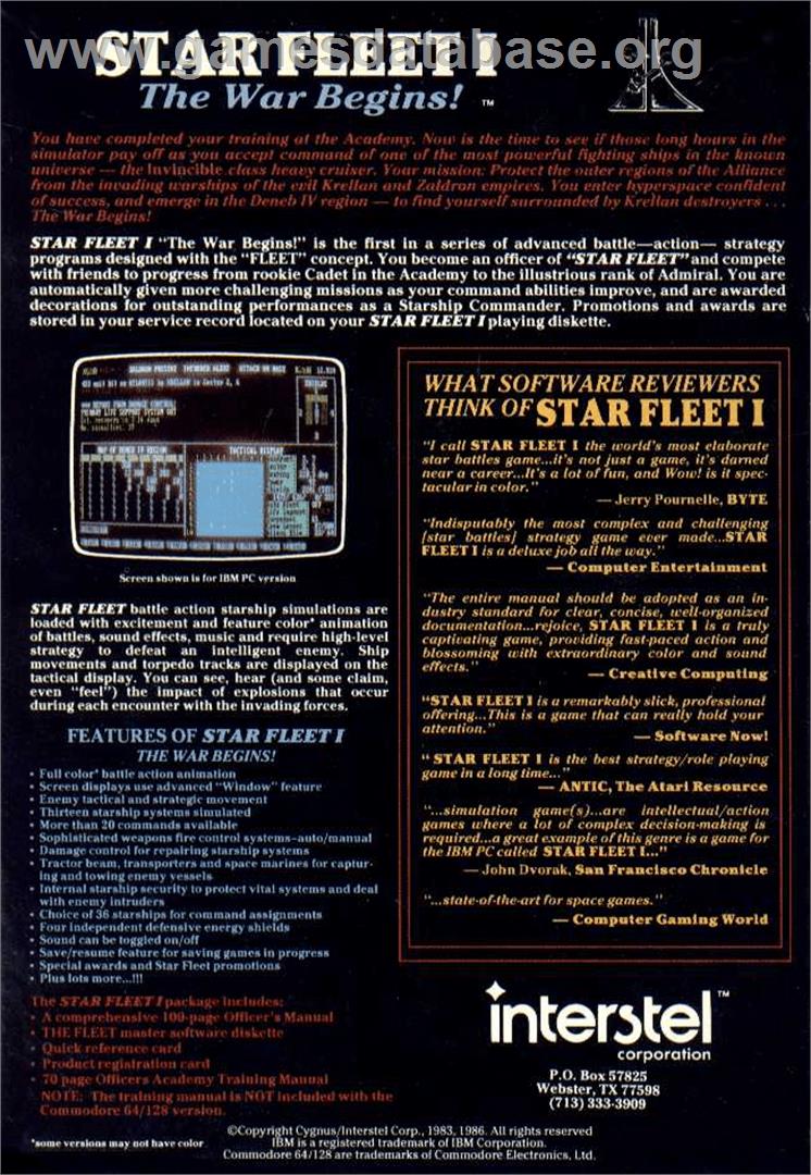 Star Fleet I: The War Begins - Apple II - Artwork - Box Back
